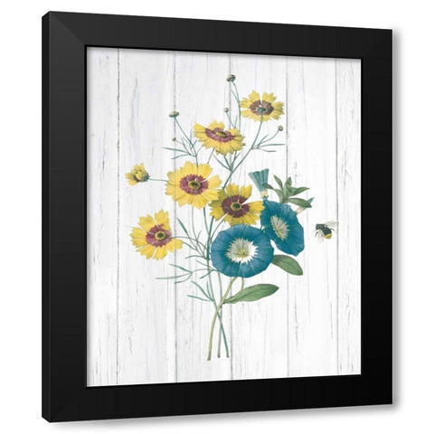 Botanical Bouquet on Wood II Black Modern Wood Framed Art Print with Double Matting by Wild Apple Portfolio