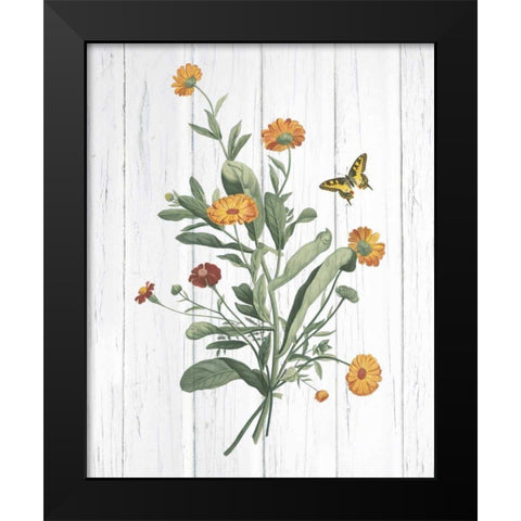 Botanical Bouquet on Wood IV Black Modern Wood Framed Art Print by Wild Apple Portfolio