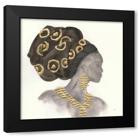 Headdress Beauty I Black Modern Wood Framed Art Print by Paschke, Chris