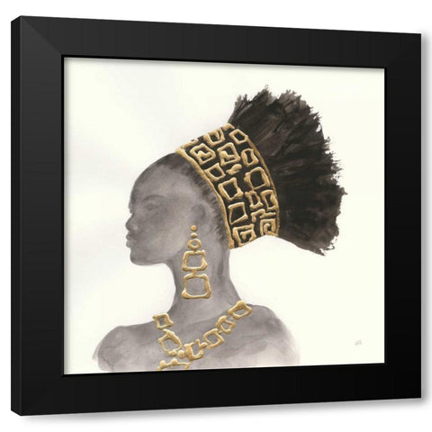 Headdress Beauty II Black Modern Wood Framed Art Print by Paschke, Chris