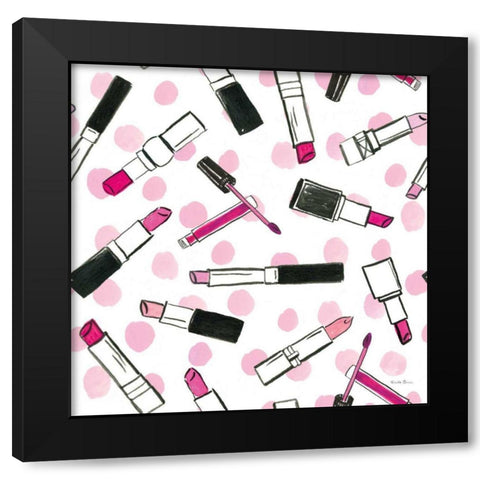 Think Pink Pattern IVB Black Modern Wood Framed Art Print with Double Matting by Zaman, Farida