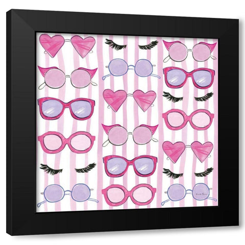 Think Pink Pattern V Black Modern Wood Framed Art Print by Zaman, Farida
