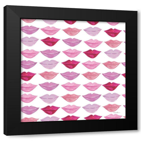 Think Pink Pattern VI Black Modern Wood Framed Art Print with Double Matting by Zaman, Farida