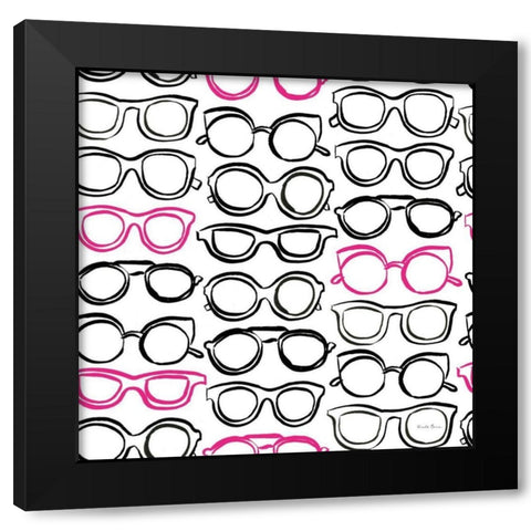 Think Pink Pattern VII Black Modern Wood Framed Art Print by Zaman, Farida