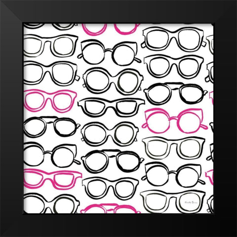 Think Pink Pattern VII Black Modern Wood Framed Art Print by Zaman, Farida