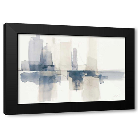 Improvisation II Navy Black Modern Wood Framed Art Print with Double Matting by Schick, Mike
