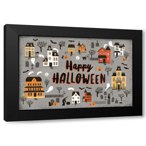 Spooky Village I Gray Black Modern Wood Framed Art Print by Marshall, Laura
