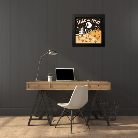 Spooky Village III Black Modern Wood Framed Art Print by Marshall, Laura