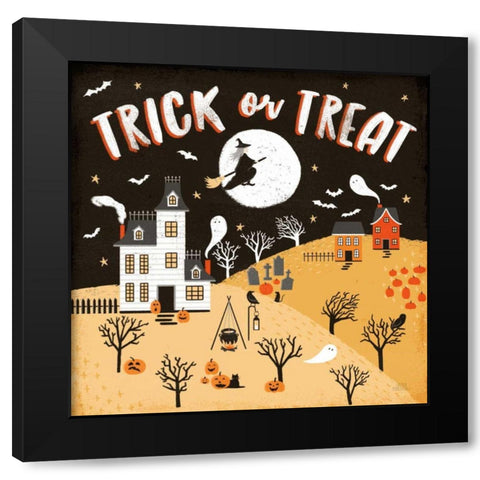 Spooky Village III Black Modern Wood Framed Art Print by Marshall, Laura
