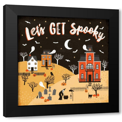 Spooky Village IV Black Modern Wood Framed Art Print with Double Matting by Marshall, Laura