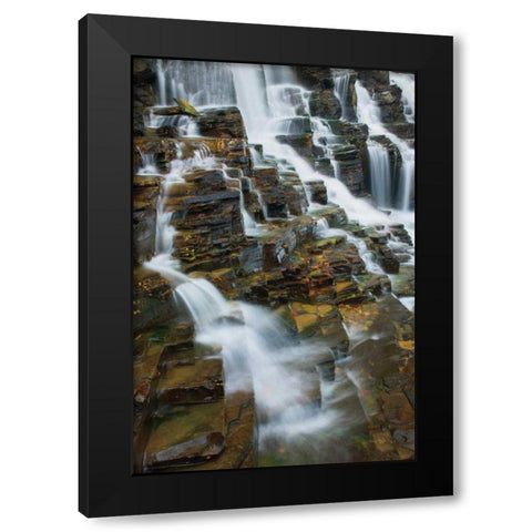 Falls on McDonald Creek color Black Modern Wood Framed Art Print with Double Matting by Majchrowicz, Alan