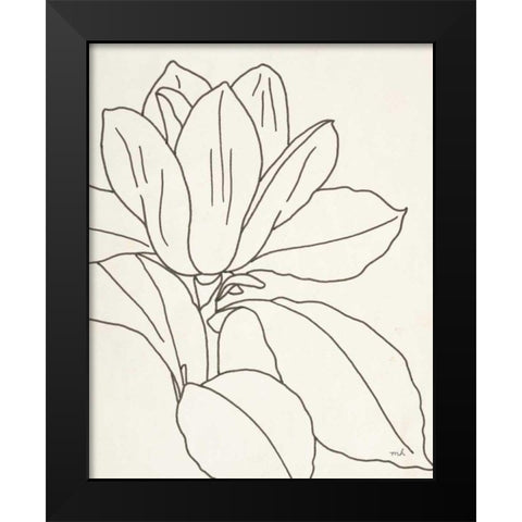 Magnolia Line Drawing v2 Crop Black Modern Wood Framed Art Print by Hershey, Moira