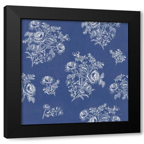 Toile Roses Pattern IA Black Modern Wood Framed Art Print with Double Matting by Schlabach, Sue