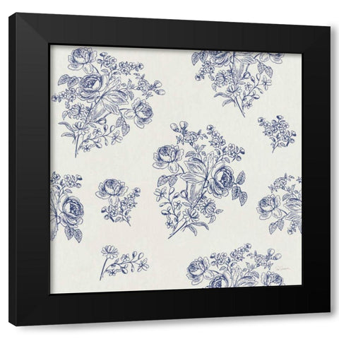 Toile Roses Pattern IC Black Modern Wood Framed Art Print with Double Matting by Schlabach, Sue