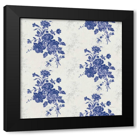 Toile Roses Pattern IVA Black Modern Wood Framed Art Print with Double Matting by Schlabach, Sue