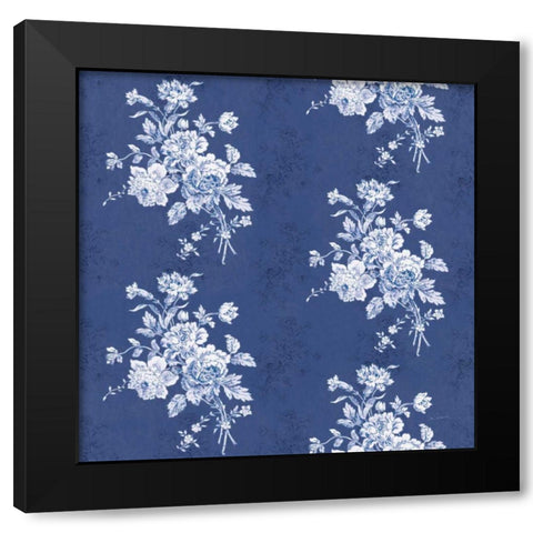 Toile Roses Pattern IVC Black Modern Wood Framed Art Print with Double Matting by Schlabach, Sue