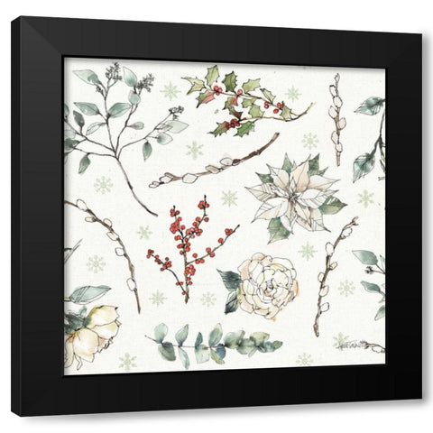 Modern Farmhouse Pattern IA Christmas Black Modern Wood Framed Art Print with Double Matting by Tavoletti, Anne