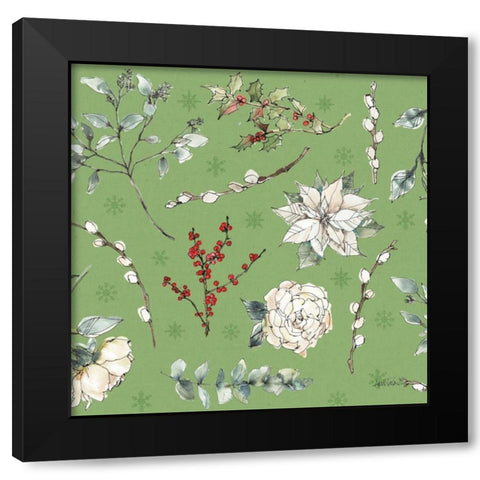 Modern Farmhouse Pattern IC Christmas Black Modern Wood Framed Art Print with Double Matting by Tavoletti, Anne