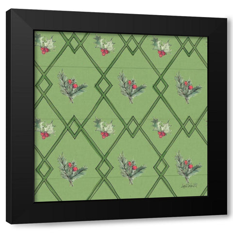Modern Farmhouse Pattern IVD Christmas Black Modern Wood Framed Art Print with Double Matting by Tavoletti, Anne