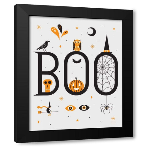 Festive Fright Boo Black Modern Wood Framed Art Print with Double Matting by Mullan, Michael