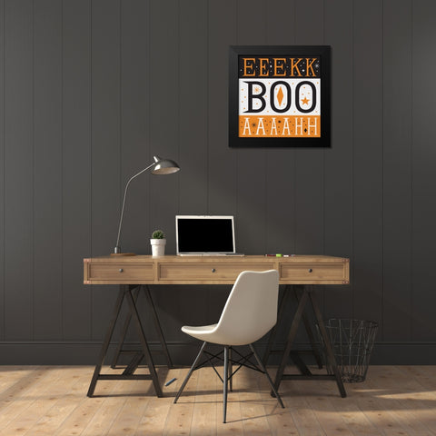 Festive Fright EEK BOO AHH Black Modern Wood Framed Art Print by Mullan, Michael