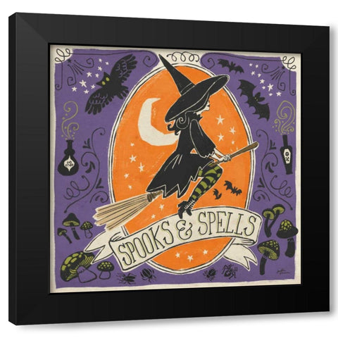 Stay Creepy II Black Modern Wood Framed Art Print with Double Matting by Penner, Janelle