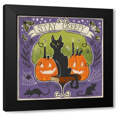 Stay Creepy V Black Modern Wood Framed Art Print with Double Matting by Penner, Janelle