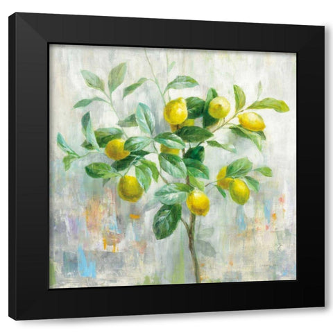 Lemon Branch Black Modern Wood Framed Art Print with Double Matting by Nai, Danhui