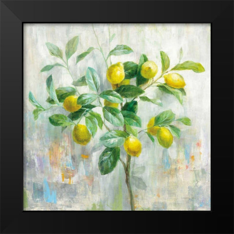 Lemon Branch Black Modern Wood Framed Art Print by Nai, Danhui