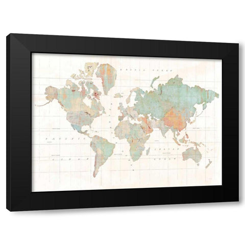 Across the World v3 Blue Black Modern Wood Framed Art Print with Double Matting by Schlabach, Sue