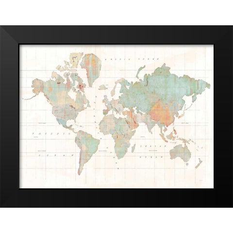 Across the World v3 Blue Black Modern Wood Framed Art Print by Schlabach, Sue