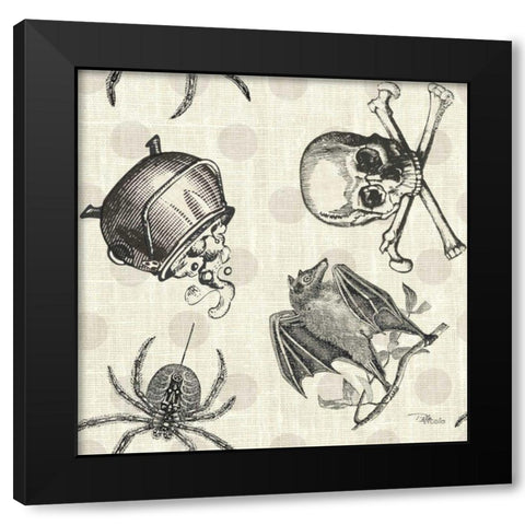 Be Scary Pattern IA Black Modern Wood Framed Art Print with Double Matting by Pela Studio