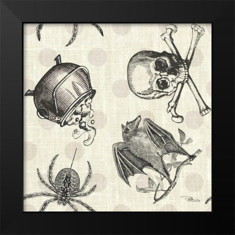 Be Scary Pattern IA Black Modern Wood Framed Art Print by Pela Studio