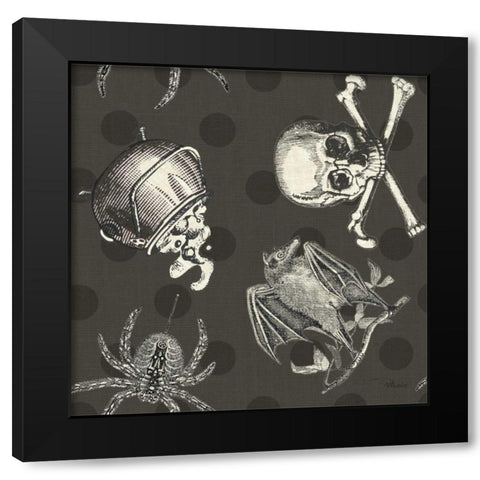 Be Scary Pattern IC Black Modern Wood Framed Art Print with Double Matting by Pela Studio