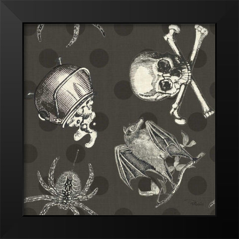 Be Scary Pattern IC Black Modern Wood Framed Art Print by Pela Studio