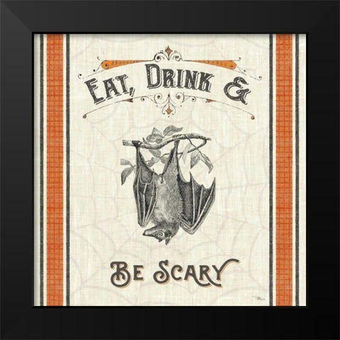 Be Scary IV Black Modern Wood Framed Art Print by Pela Studio