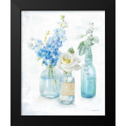 Beach Cottage Florals II - No Shells Black Modern Wood Framed Art Print by Nai, Danhui