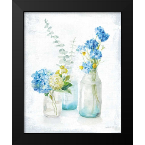 Beach Cottage Florals III - No Shells Black Modern Wood Framed Art Print by Nai, Danhui