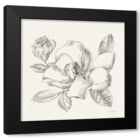 Flower Sketches II Black Modern Wood Framed Art Print with Double Matting by Nai, Danhui