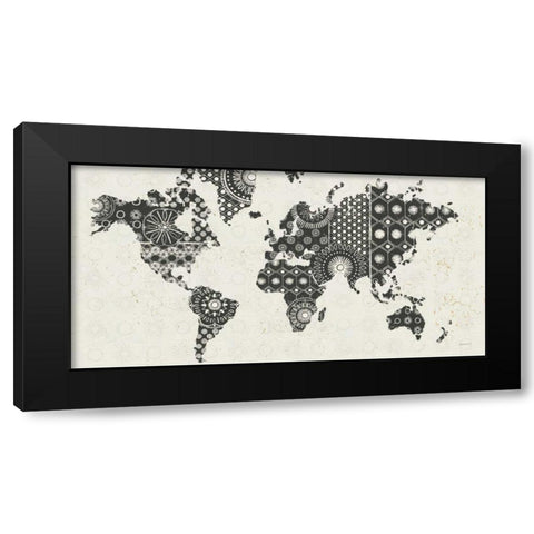 Kami Map - No Border Black Modern Wood Framed Art Print with Double Matting by Lovell, Kathrine