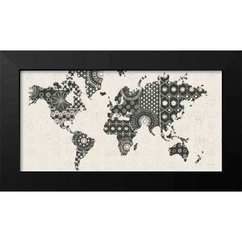 Kami Map - No Border Black Modern Wood Framed Art Print by Lovell, Kathrine