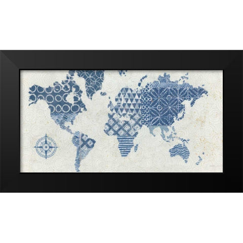Indigo Gild Map Maki - No Border Black Modern Wood Framed Art Print by Lovell, Kathrine