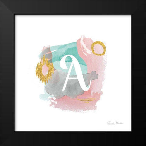 Abstract Monogram A Black Modern Wood Framed Art Print by Zaman, Farida