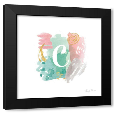 Abstract Monogram C Black Modern Wood Framed Art Print by Zaman, Farida