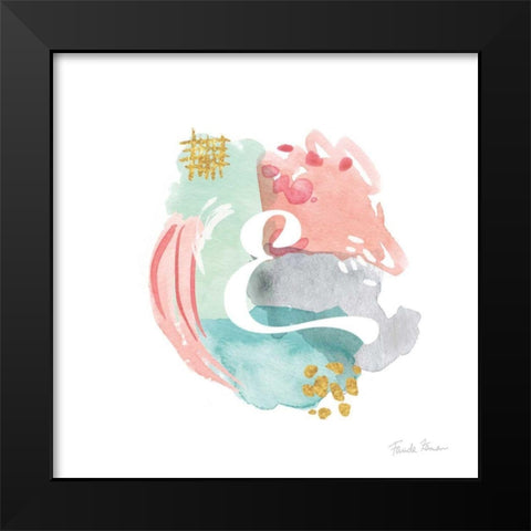 Abstract Monogram E Black Modern Wood Framed Art Print by Zaman, Farida