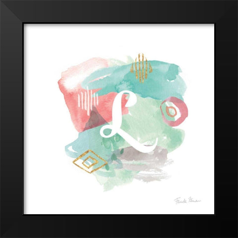 Abstract Monogram L Black Modern Wood Framed Art Print by Zaman, Farida