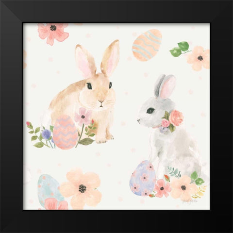 Spring Sentiments Pattern IIIB Eggs Black Modern Wood Framed Art Print by Jackson, Jenaya