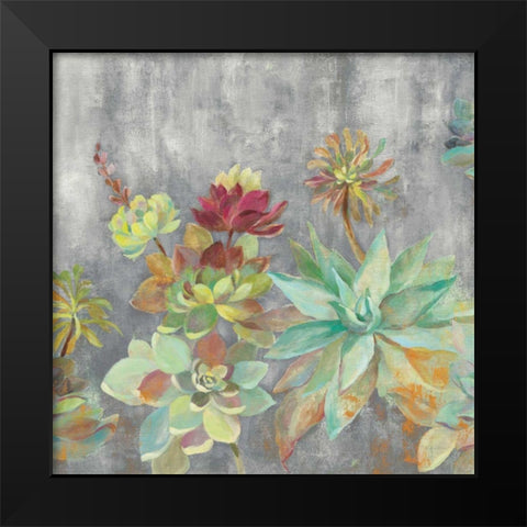 Succulent Garden Gray Crop Black Modern Wood Framed Art Print by Vassileva, Silvia