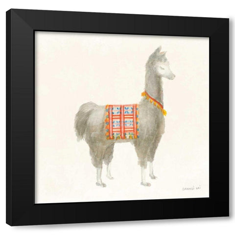 Festive Llama I Black Modern Wood Framed Art Print with Double Matting by Nai, Danhui