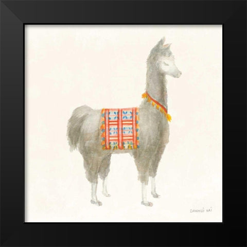 Festive Llama I Black Modern Wood Framed Art Print by Nai, Danhui